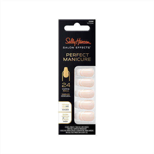 Sally Hansen Perfect Manicure Press On Nails, Coffin Shape, On Pointe French Man