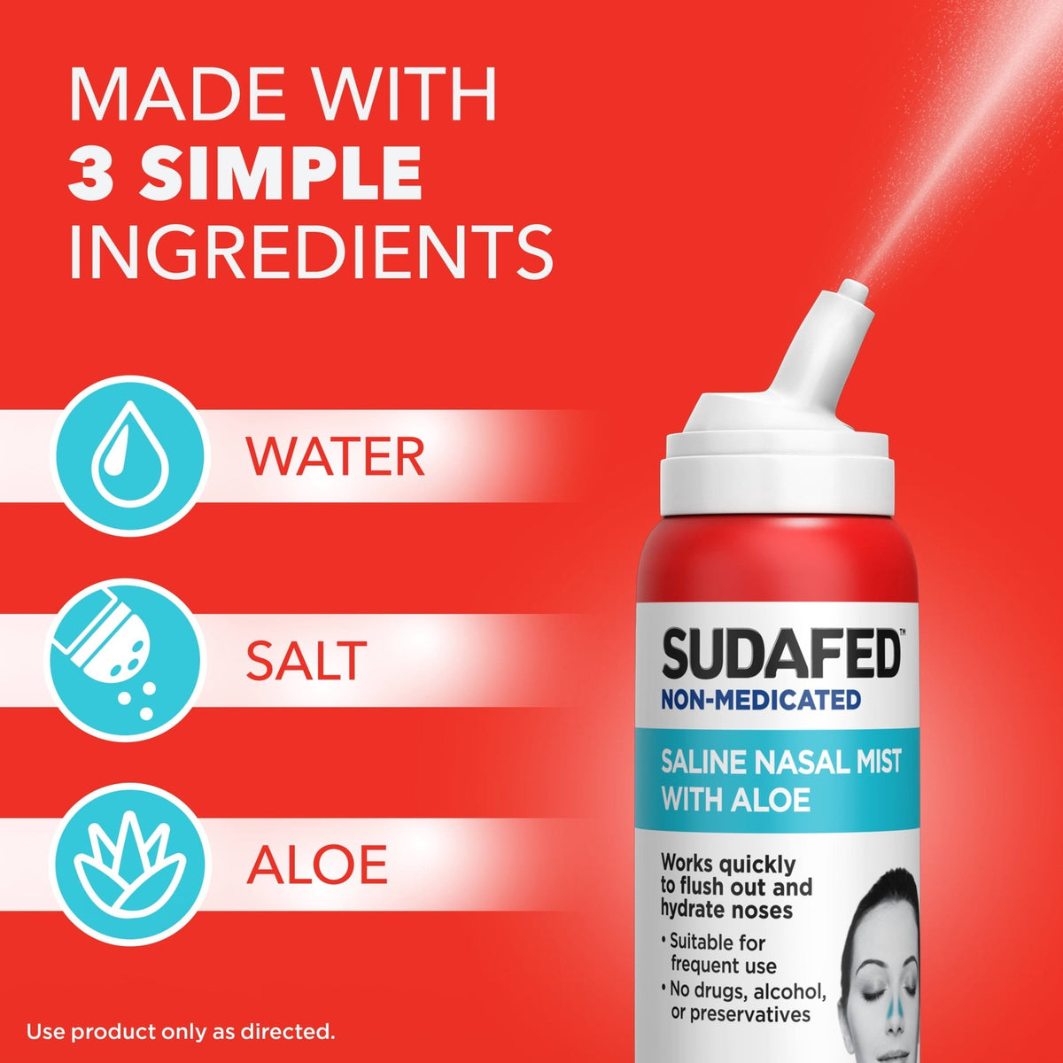 Sudafed Non-Medicated Saline Nasal Mist with Aloe, 3 fl. oz EXPMAY2028