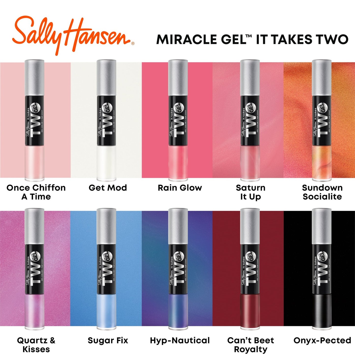 Sally Hansen Miracle Gel Nail Polish, It Takes Two, 990 Onyx-pected.