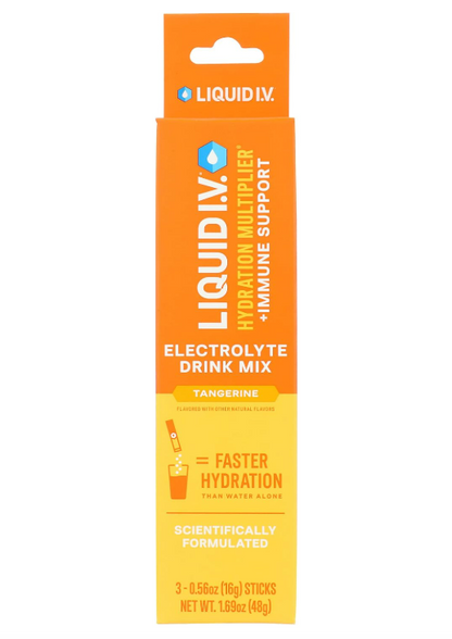 Liquid I.V. Hydration Multiplier Immune Support Tangerine 3 Pack (9 Sticks Total)
