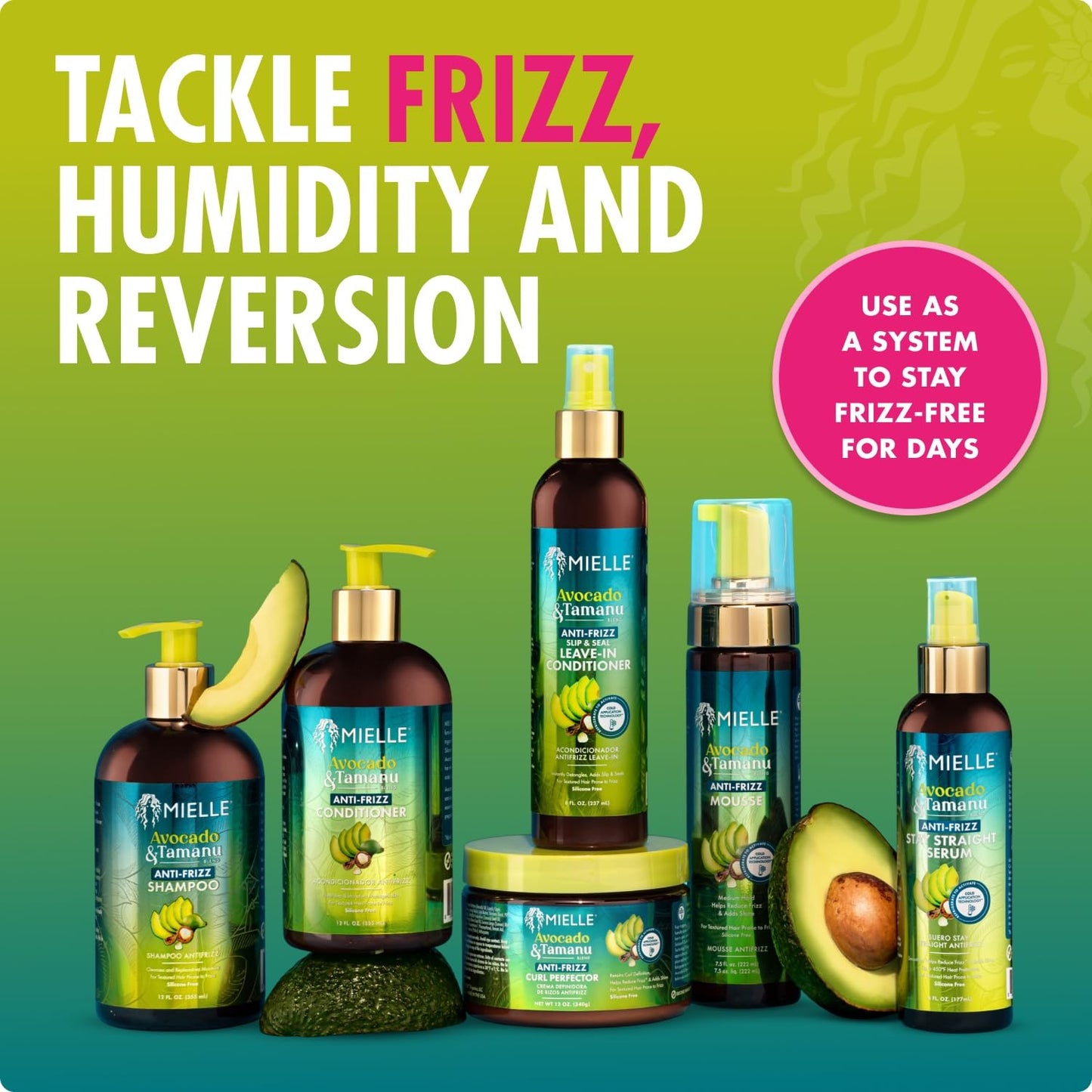 Mielle Organics Avocado & Tamanu Anti-Frizz Curl Cream for Textured Hair, 12 oz