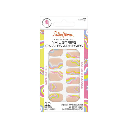 Sally Hansen Salon Effects Nail Strips | No UV Light Needed, No Dry Time, Long-Lasting, Non-Damaging | 32 Nail Strips, 1 Cuticle Stick, Nail File, Prep Pad | Call It Magic