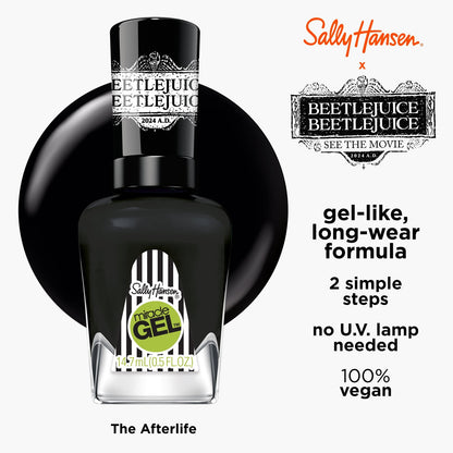 Sally Hansen Miracle Gel Beetlejuice 934 The Afterlife Black Nail Polish 0.5oz