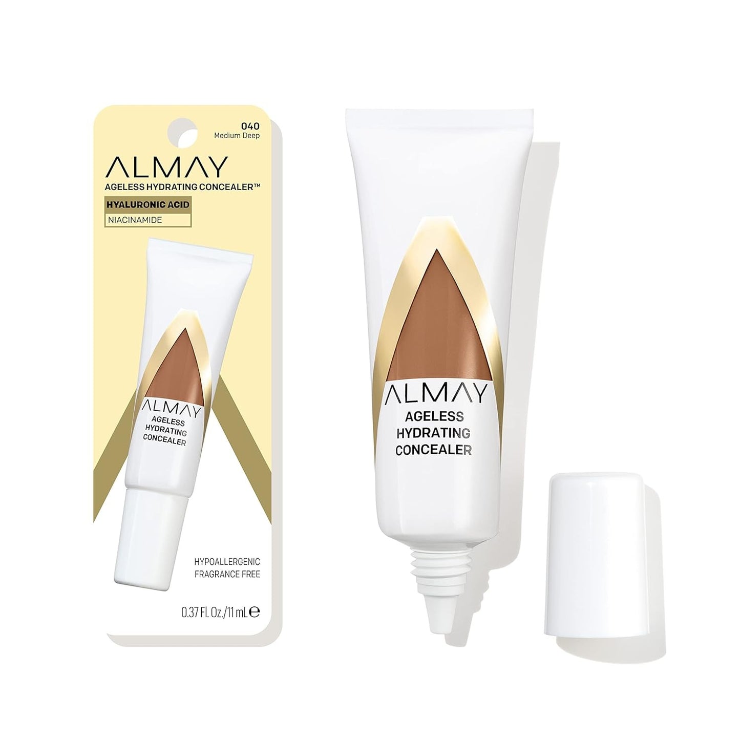 2 Pack Almay Ageless Hydrating Concealer 040 Medium Deep Hyaluronic Acid 0.37oz