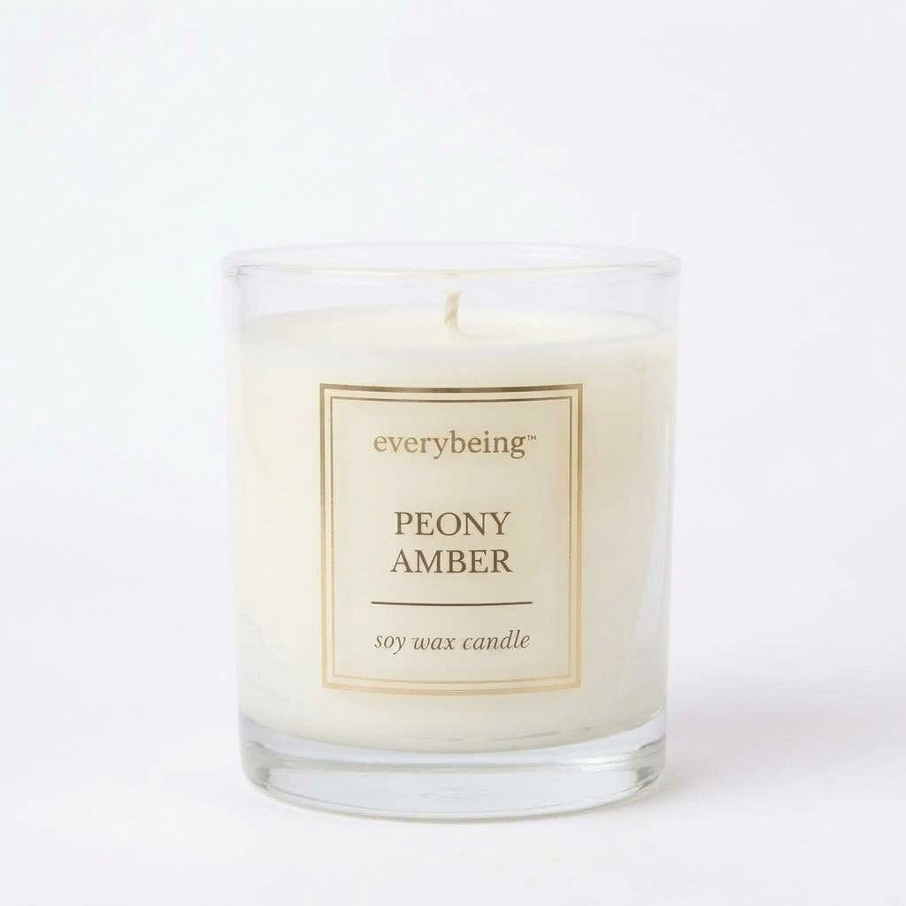 Everybeing Peony Amber Soy Wax Scented Candle 8oz Floral Exotic Spices Relax