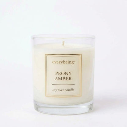 Everybeing Peony Amber Soy Wax Scented Candle 8oz Floral Exotic Spices Relax