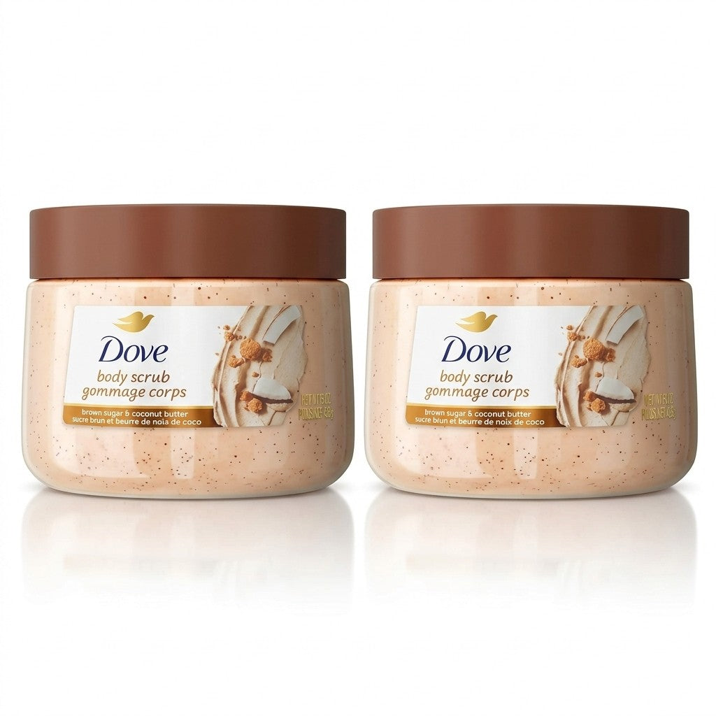 2 Pack Dove Exfoliating Body Polish Brown Sugar & Coconut Butter Scrub 15 oz