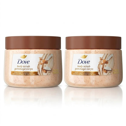 2 Pack Dove Exfoliating Body Polish Brown Sugar & Coconut Butter Scrub 15 oz