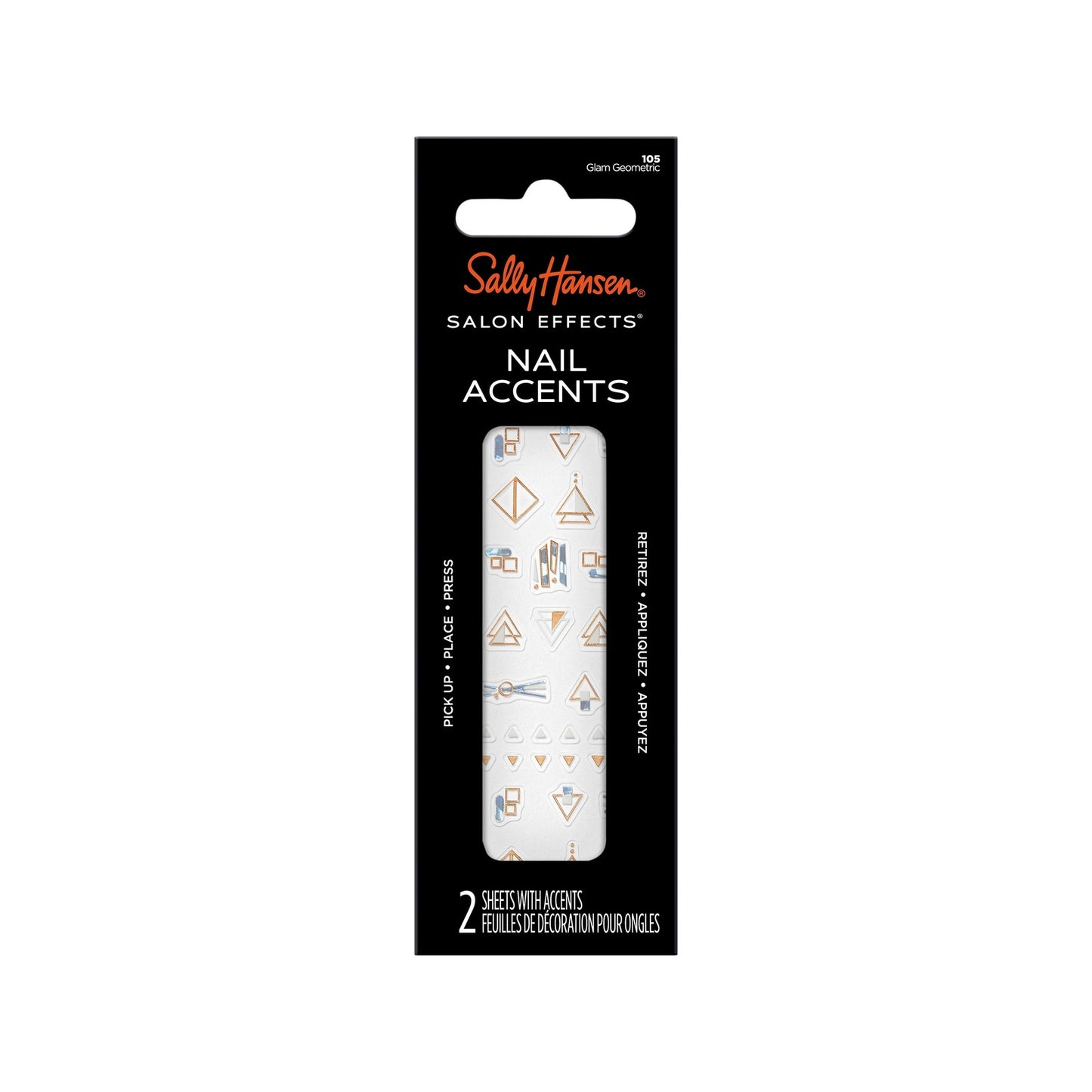 Sally Hansen Salon Effects Nail Accents, Glam Geometric, Nail Art Decals, Easy to Use, No Commitment, Use On Nail Polish or Bare Nails, Mix and Match
