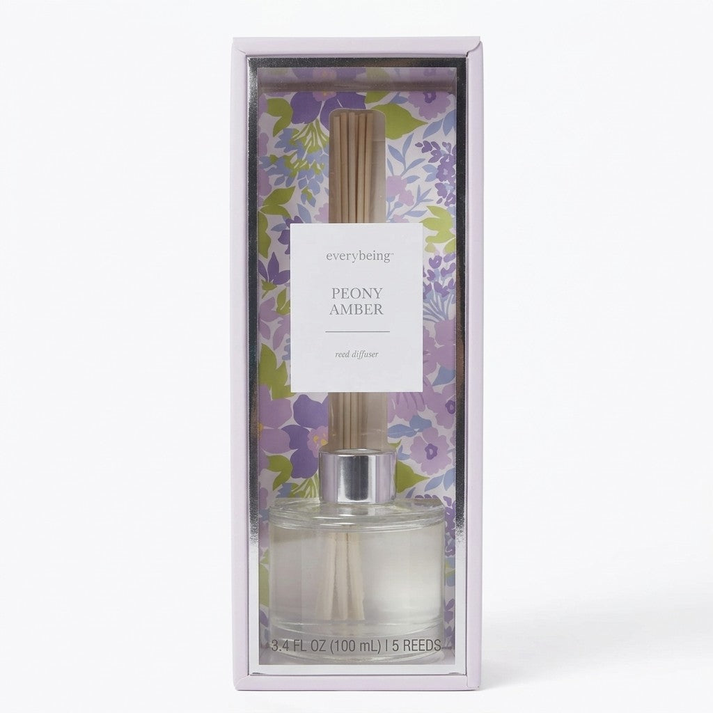 Everybeing Peony Amber Reed Diffuser Home Fragrance 3.4 fl oz 100ml 5 Reeds New