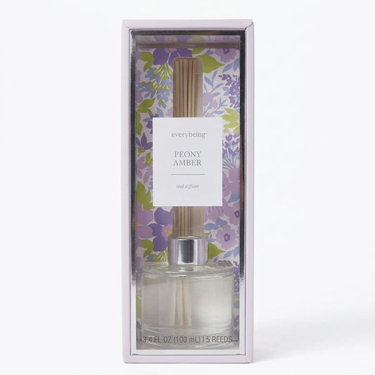 Everybeing Peony Amber Reed Diffuser Home Fragrance 3.4 fl oz 100ml 5 Reeds New