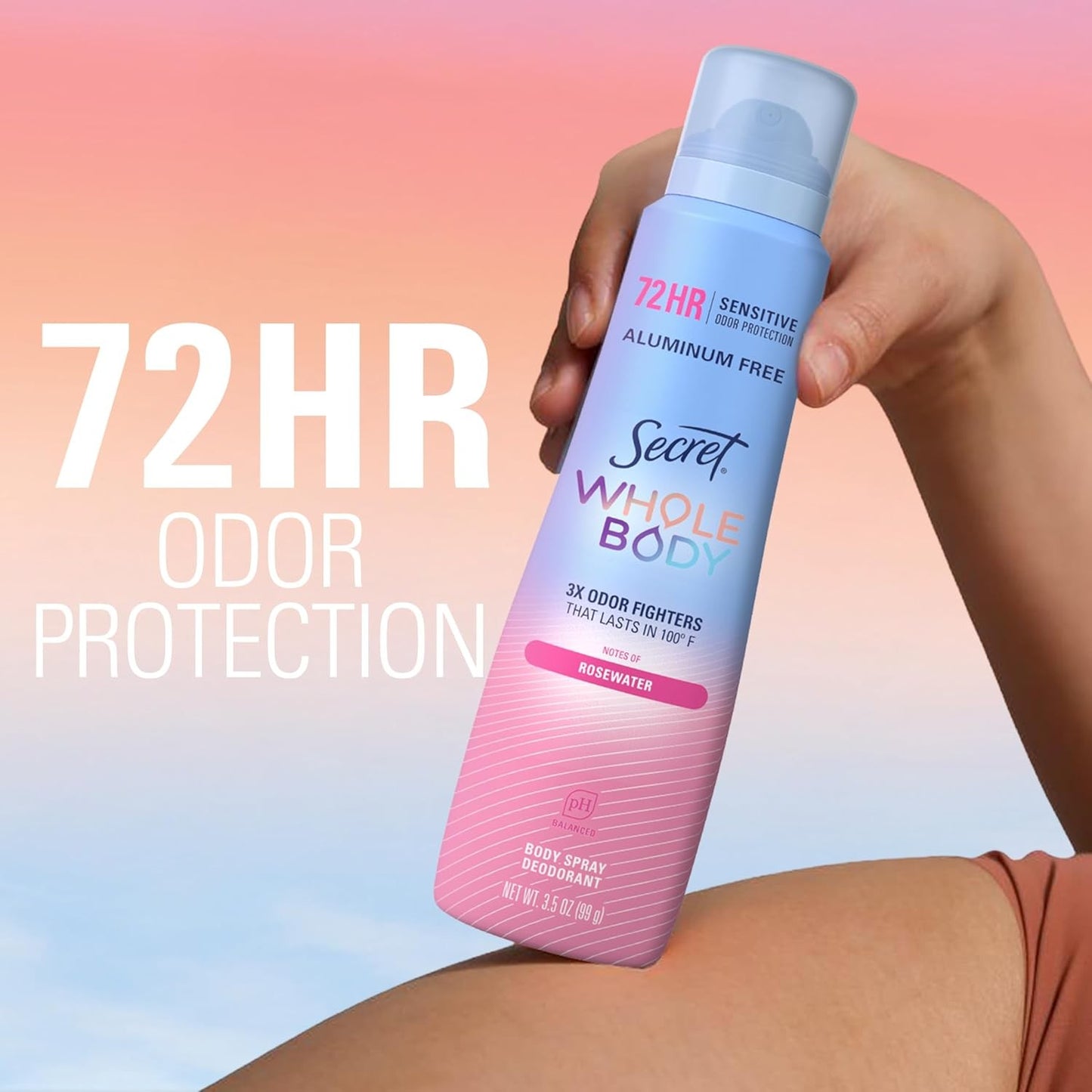 Secret Whole Body Deodorant for Women, Rosewater Scent, Aluminum Free, 3.5 Oz