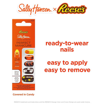 Sally Hansen Salon Effects Perfect Manicure Press-On Nails | Easy to Apply, Non-Damaging | 24 Nails, Adhesive Tabs, File & Alcohol Pad Included | Covered in Candy