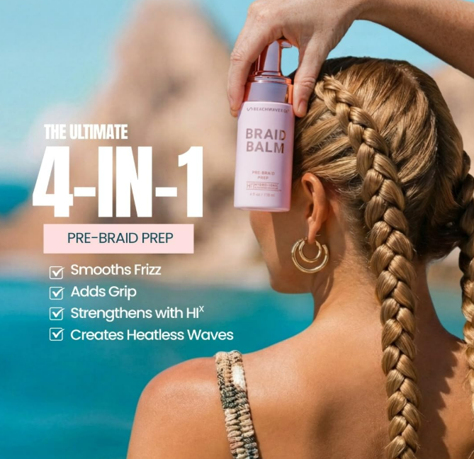 The Beachwaver Co. Braid Balm Pre-Braid Prep - Full Size (4 Fl Oz)  Frizz-Taming
