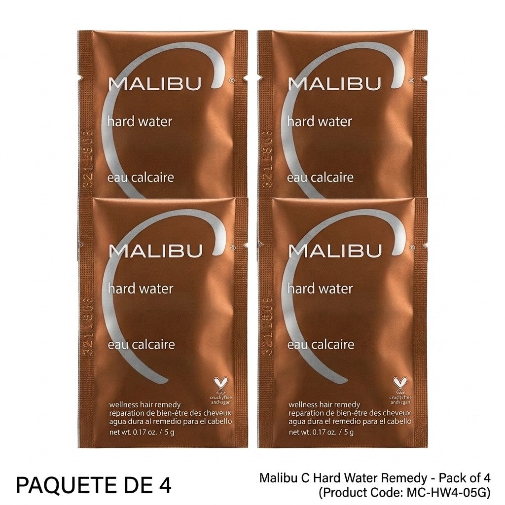 Malibu C Hard Water Wellness Hair Remedy - Mineral Removal Treatment - 4 Pack