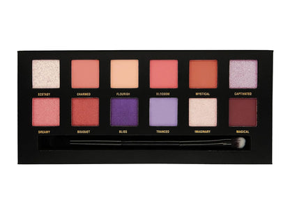 W7 Enchanted Pressed Pigment Palette - 12 Blushed Pink & Purple Colors - Flawles