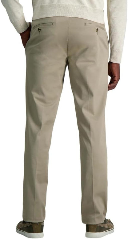 Haggar Men's Wrinkle Free Performance Khaki Straight Fit Flat Front Pant 32X30