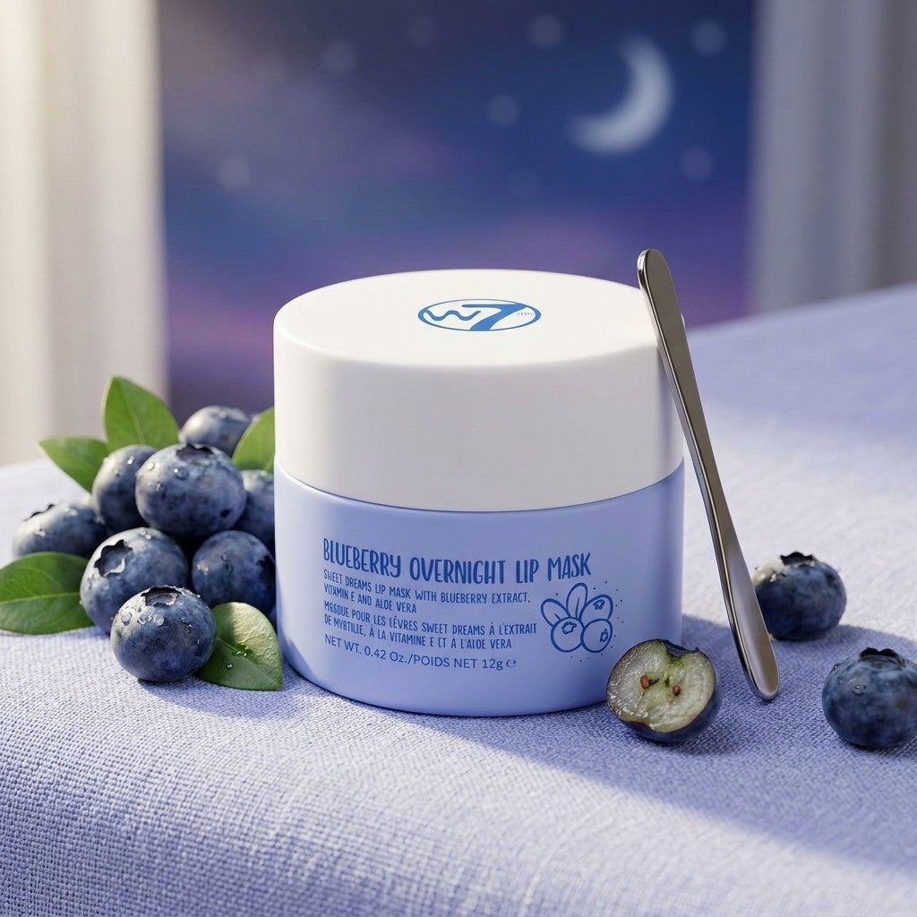 W7 Blueberry Overnight Lip Mask 12g Sweet Dreams Vitamin E Aloe Vera Hydrating