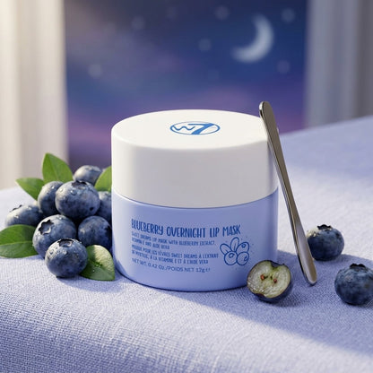 W7 Blueberry Overnight Lip Mask 12g Sweet Dreams Vitamin E Aloe Vera Hydrating