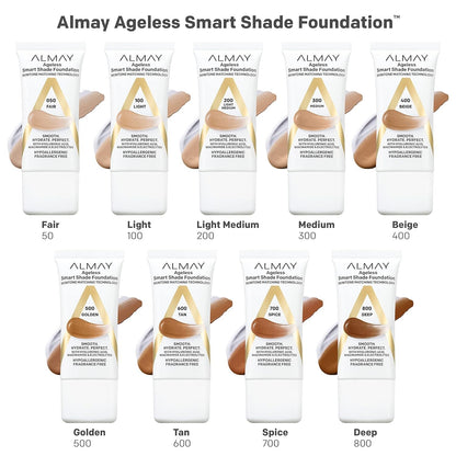Almay Anti Aging Foundation Smart Shade Face Makeup with Hyaluronic Acid Niacinamide Vitamin C E Hypoallergenic Fragrance Free 700 Spice 1 Fl Oz Pack of 1
