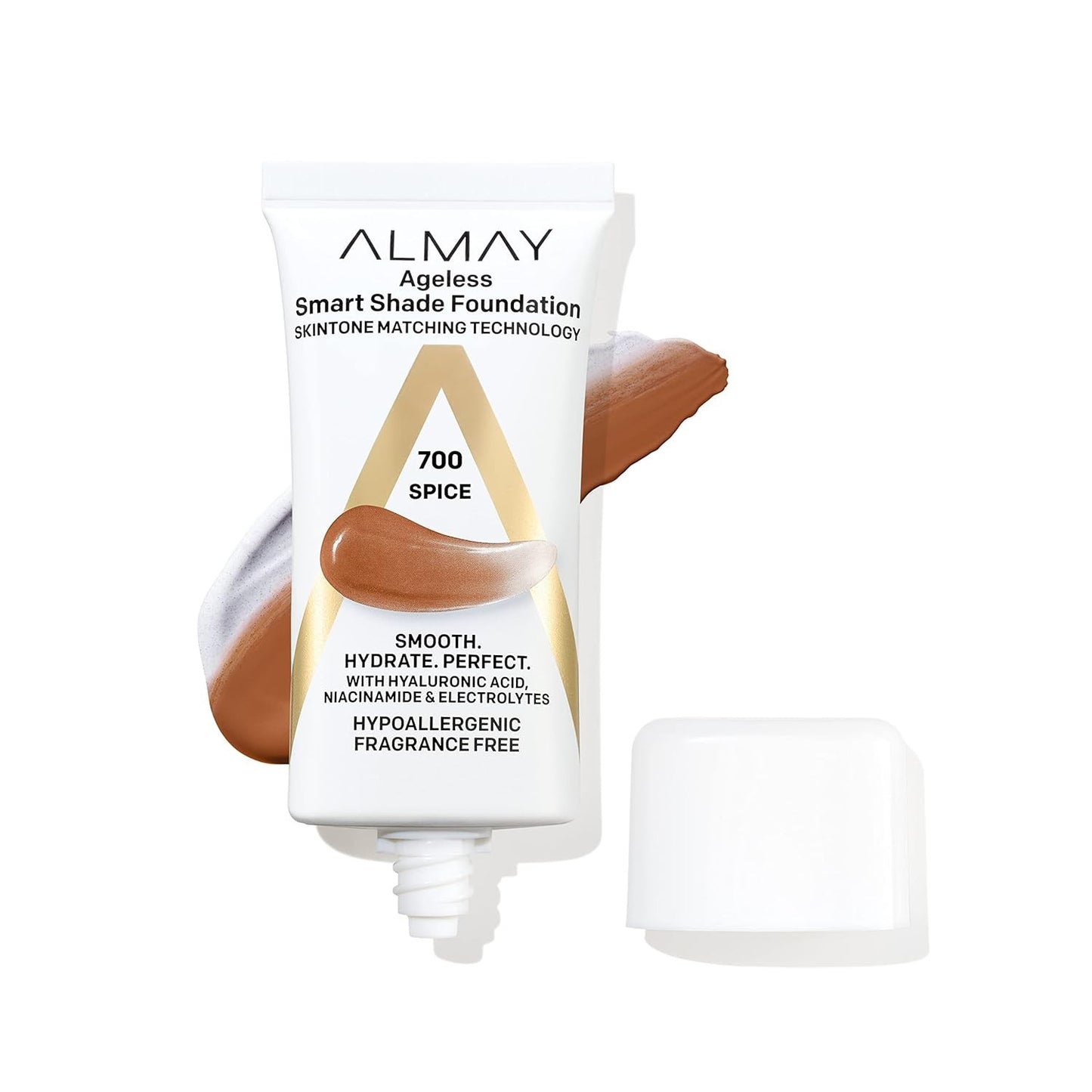 Almay Anti Aging Foundation Smart Shade Face Makeup with Hyaluronic Acid Niacinamide Vitamin C E Hypoallergenic Fragrance Free 700 Spice 1 Fl Oz Pack of 1