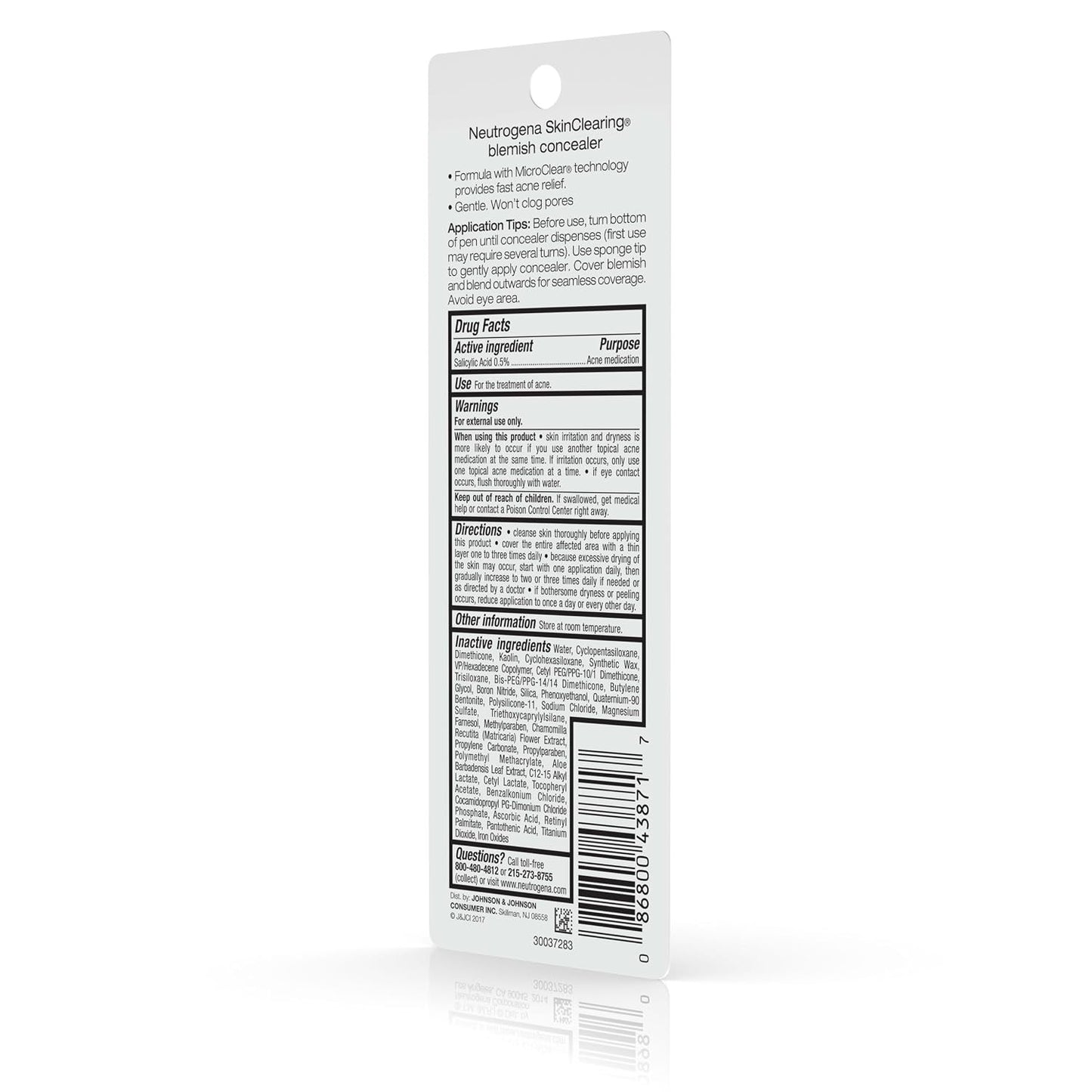 Neutrogena SkinClearing Blemish Concealer Face Makeup, Deep 20, 0.05 Oz