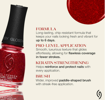 China Glaze CG Nail Lacquer Ruby Pumps – Deep Red Glitter Quick Dry 0.5 fl oz