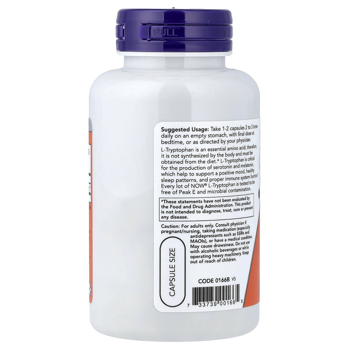 NOW Supplements, L-Tryptophan 500 mg, Encourages Positive Mood*, Supports Relaxation*, 60 Veg Capsules