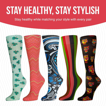 Celeste Stein Women's Printed Mild Compression Knee High Stockings 8-15 mmHg