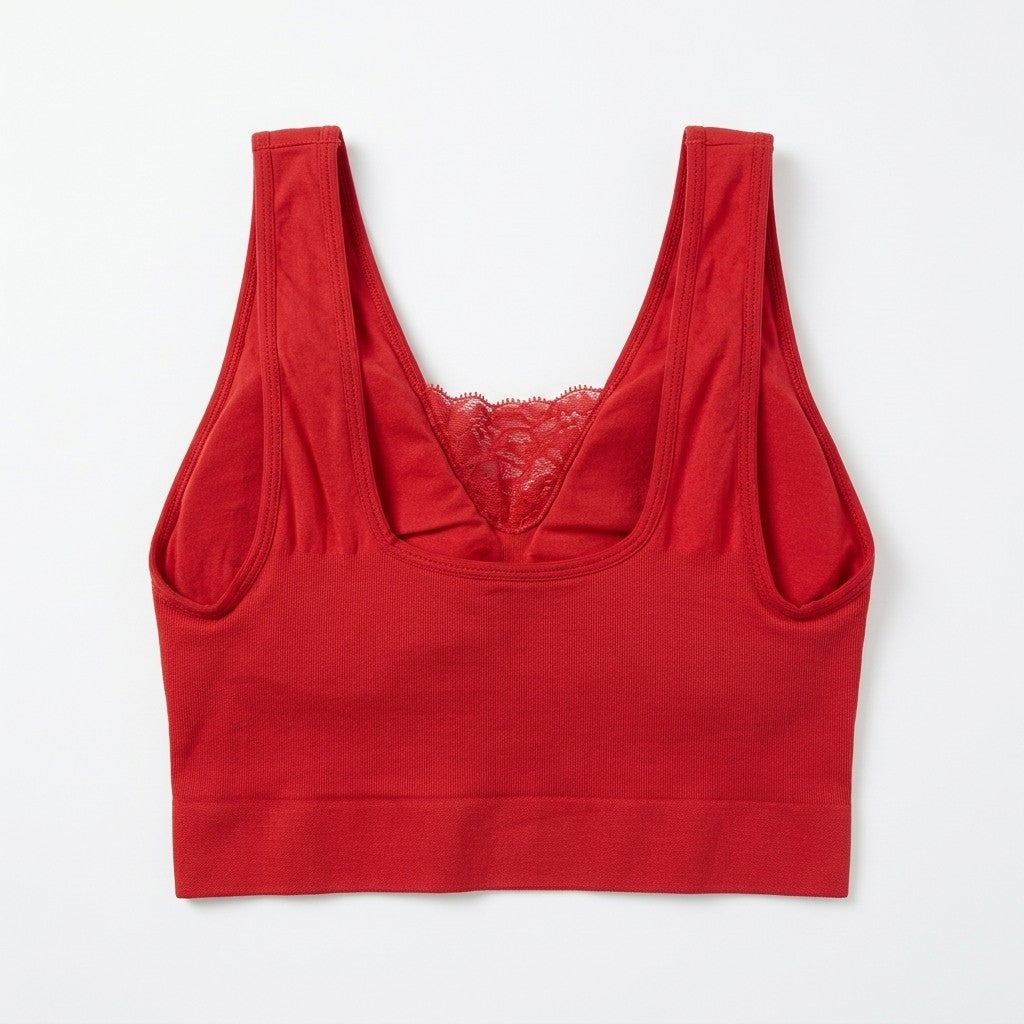 Rhonda Shear Red Seamless Lace Trim Bra Wirefree Comfort Size Small S NWOT