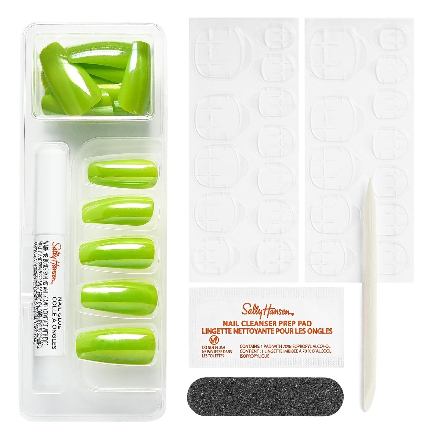 2 Pack Sally Hansen Salon Effects Press-On Nails Coffin Defying Gravi-Tea Green