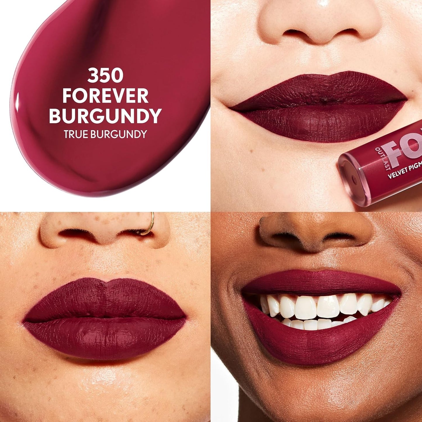 CoverGirl Outlast Forever Velvet Pigment, 350 Forever Burgundy, Matte Lipstick