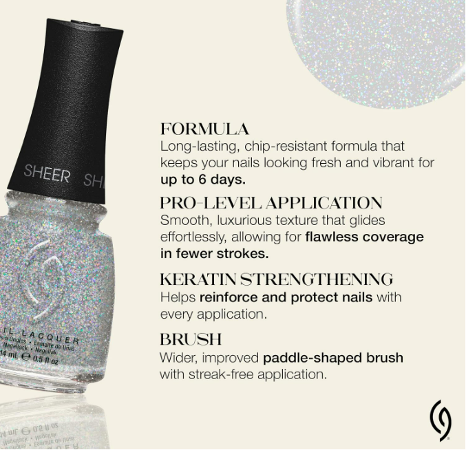 China Glaze CG Nail Lacquer Fairy Dust – Fine Silver Glitter, Quick Dry 0.5 floz