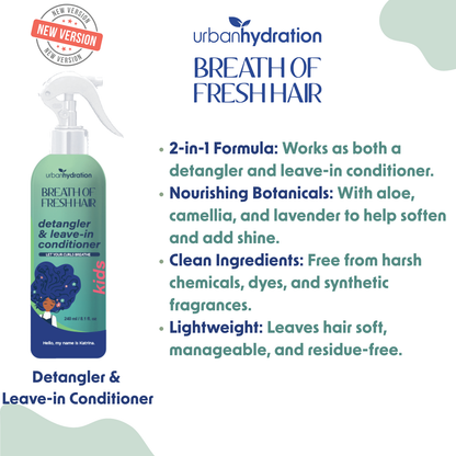 2pk Urban Hydration Breath of Fresh Hair Kids Detangler & Leave-In Spray 8oz