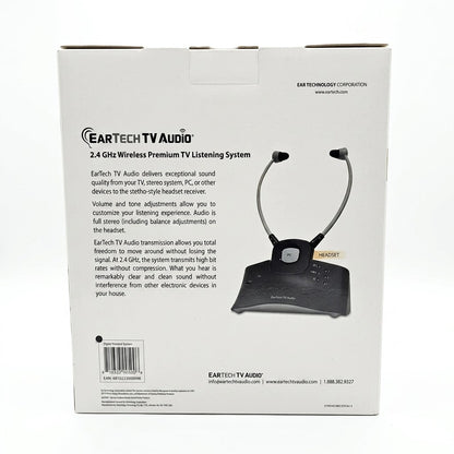 EarTech TV Audio 2.4GHz Wireless Premium TV Listening System Headset 100ft Range