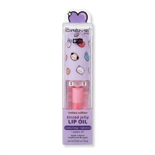 The Crème Shop BT21 Tinted Jelly Lip Oil Crystal Rose Jojoba Moisturizing 3.5g