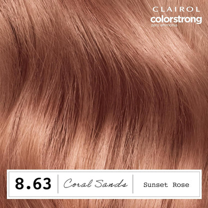 Clairol ColorStrong Permanent Hair Dye Ammonia-Free, 8.63 Sunset Rose, 1 Pk