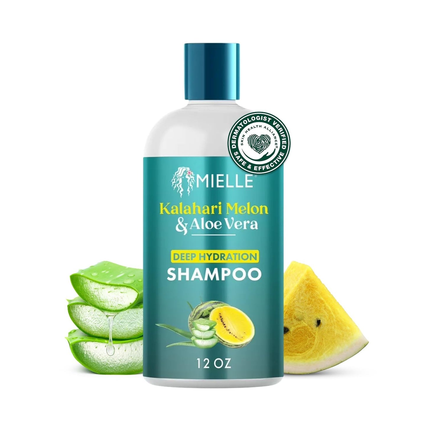 Mielle Organics Kalahari Melon Aloe Deep Sulfate Free Shampoo Hydrating Clarifying Shampoo for Dry Curly Textured Hair Removes Buildup Delivers 5 Days of Moisture 12 Ounce