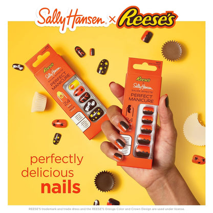 Sally Hansen Salon Effects Perfect Manicure Press On Nails When Chocolate Met PB Press On Nails Non Damaging Adhesive Tabs File Alcohol Pad Included