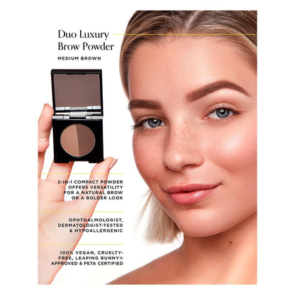 Arches Halos Duo Luxury Brow Powder Eyebrow Shaper Color Powder Compact with 2 Neutral Shades Neutral Brown 0 1 oz
