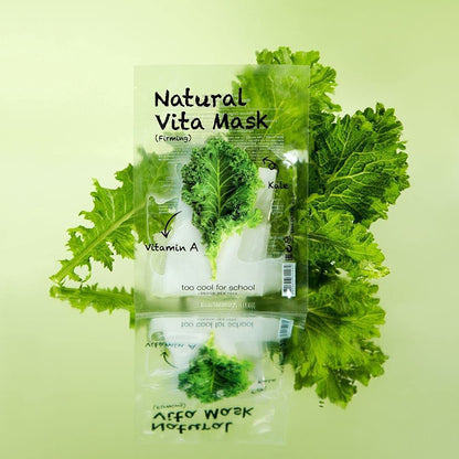 Too Cool For School Natural Vita Mask Firming Vitamin A Kale Sheet Mask 5 Pack