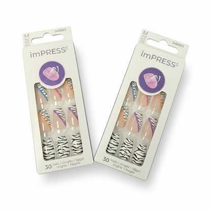 2 PK Kiss imPRESS Press On Nails Thriving Medium Coffin No Glue Mani Kit 60ct