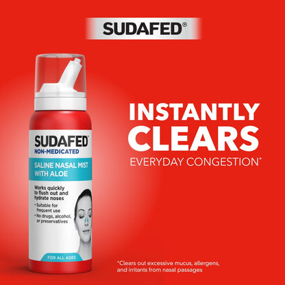 Sudafed Non-Medicated Saline Nasal Mist with Aloe, 3 fl. oz EXPMAY2028