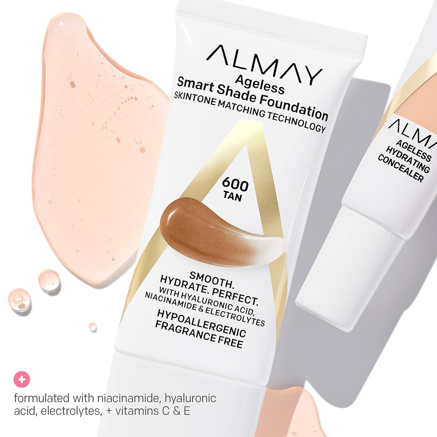 Almay Anti Aging Foundation Smart Shade Face Makeup with Hyaluronic Acid Niacinamide Vitamin C E Hypoallergenic Fragrance Free 700 Spice 1 Fl Oz Pack of 1