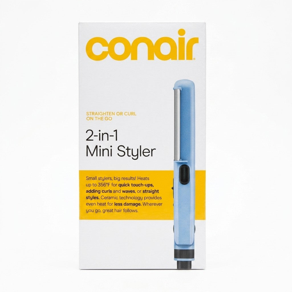 Conair Mini 5/8" Dual Deluxe 2-in-1 Ceramic Styler, Curl and Straighten Hair