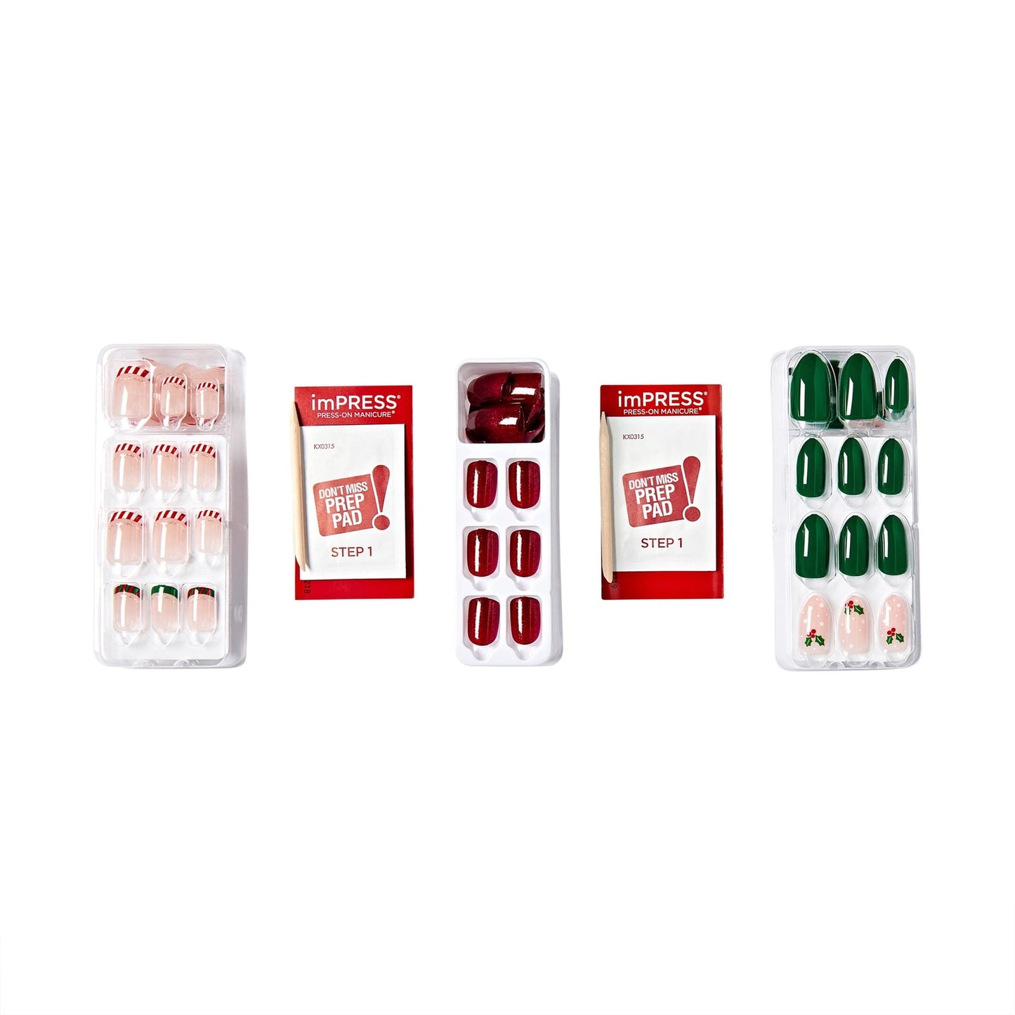 Impress Design Press On Nails  Limited Edition Holiday Gift Set 3-Pack #4, No Glue Needed 90ct