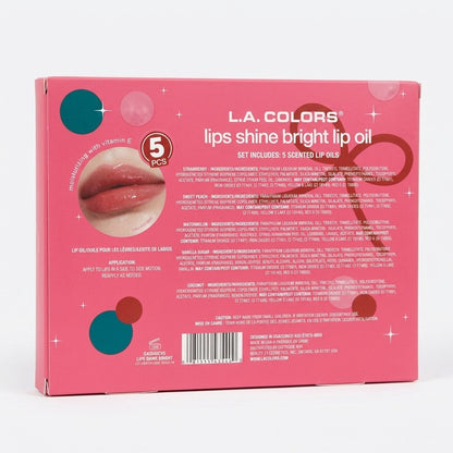 LA Colors Lips Shine Bright Lip Oil Set 5 Piece Moisturizing Shiny Gloss