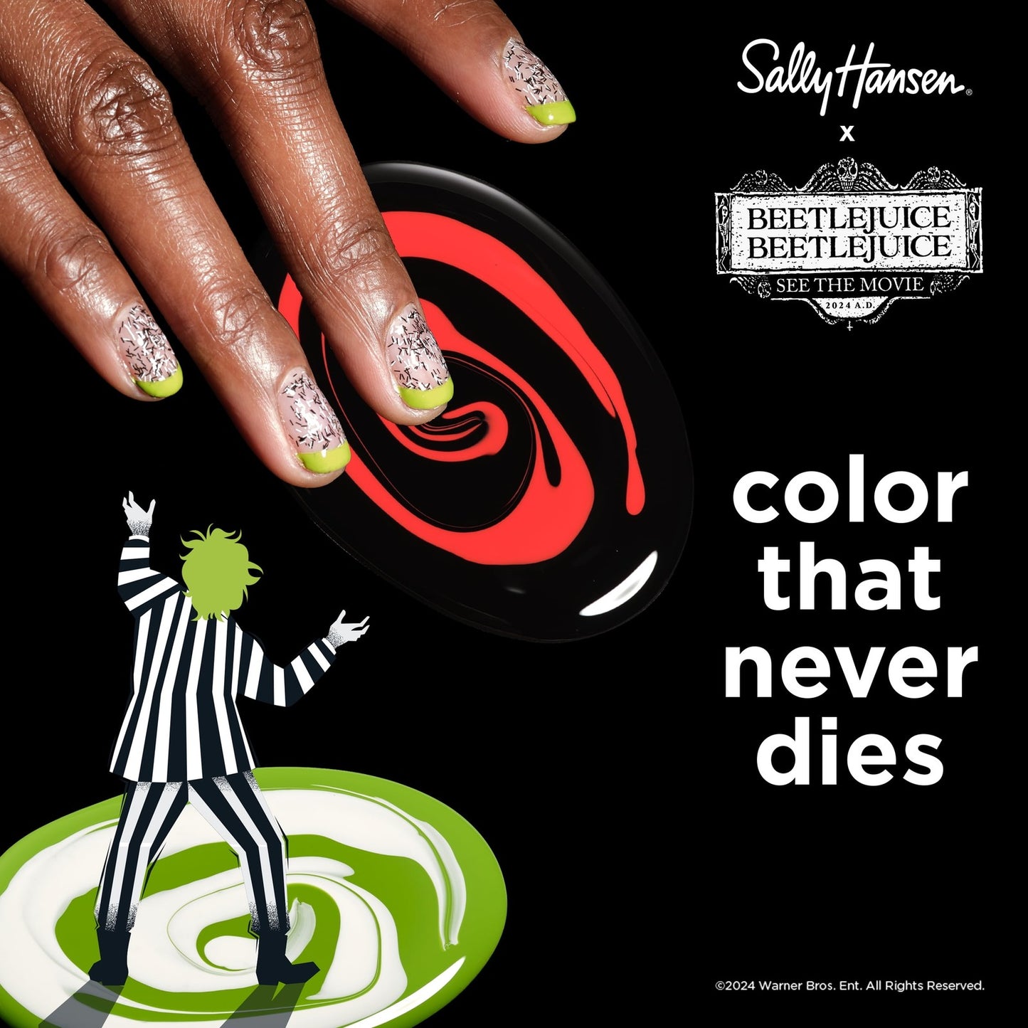 Sally Hansen Miracle Gel Beetlejuice 934 The Afterlife Black Nail Polish 0.5oz