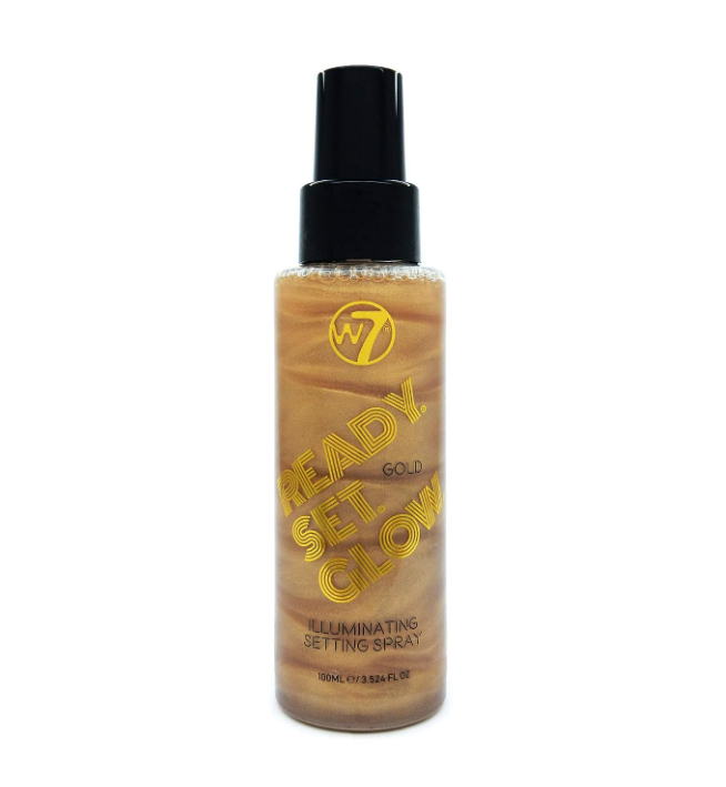 W7 Ready Set Glow Makeup Setting Spray - Shimmer Finish - Long-Lasting, Gold