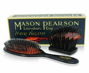 Mason Pearson Large Popular Bristle and Nylon Brush - BN1 Dark Ruby - 2 Pc Hair Brush and Cleaning Brush